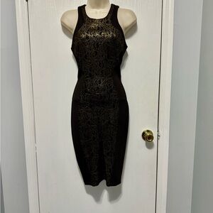 Elegant Black and Gold Lace Dress